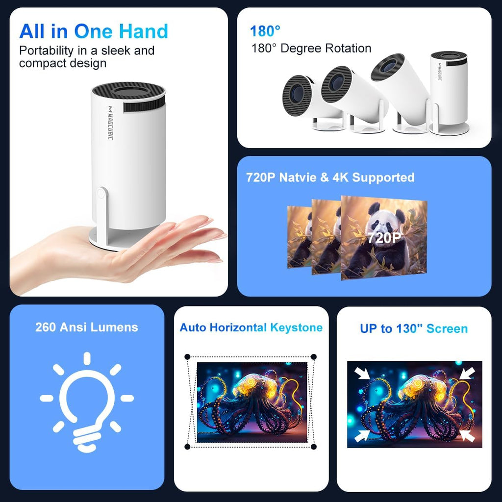 Mini projetor portátil 4K LumaPulse — Sistema de cinema em casa - Desfino