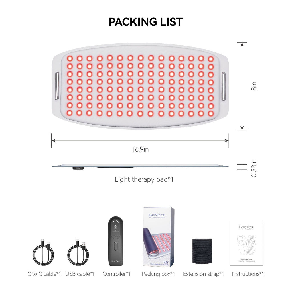 Almofada e faixa sem fios para terapia de luz vermelha — alívio a 660nm/850nm - Desfino