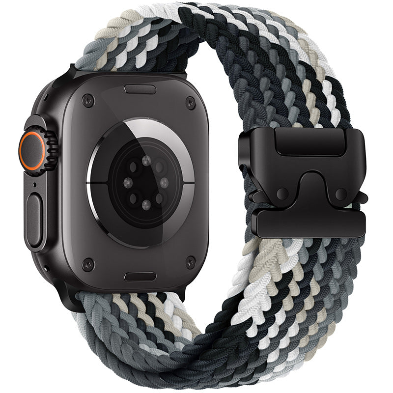Flätad nylonrem för Apple Watch — fallskärmsspänne, passar handleder på 5–9.5 tum - Desfino