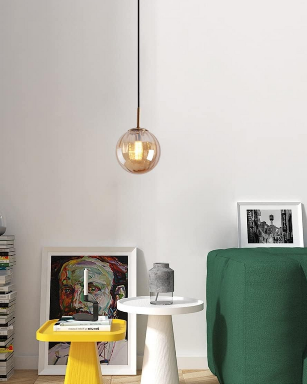 VeraLux pendellampe i ravfarvet glas — Vintage 3000K varm hvid glød - Desfino