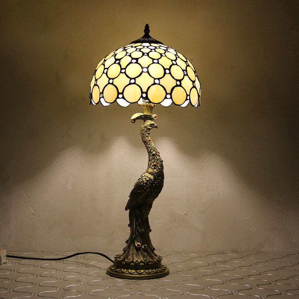 Lampă de masă în stil Tiffany Aurena — Abajur tip cupolă colorat - Desfino
