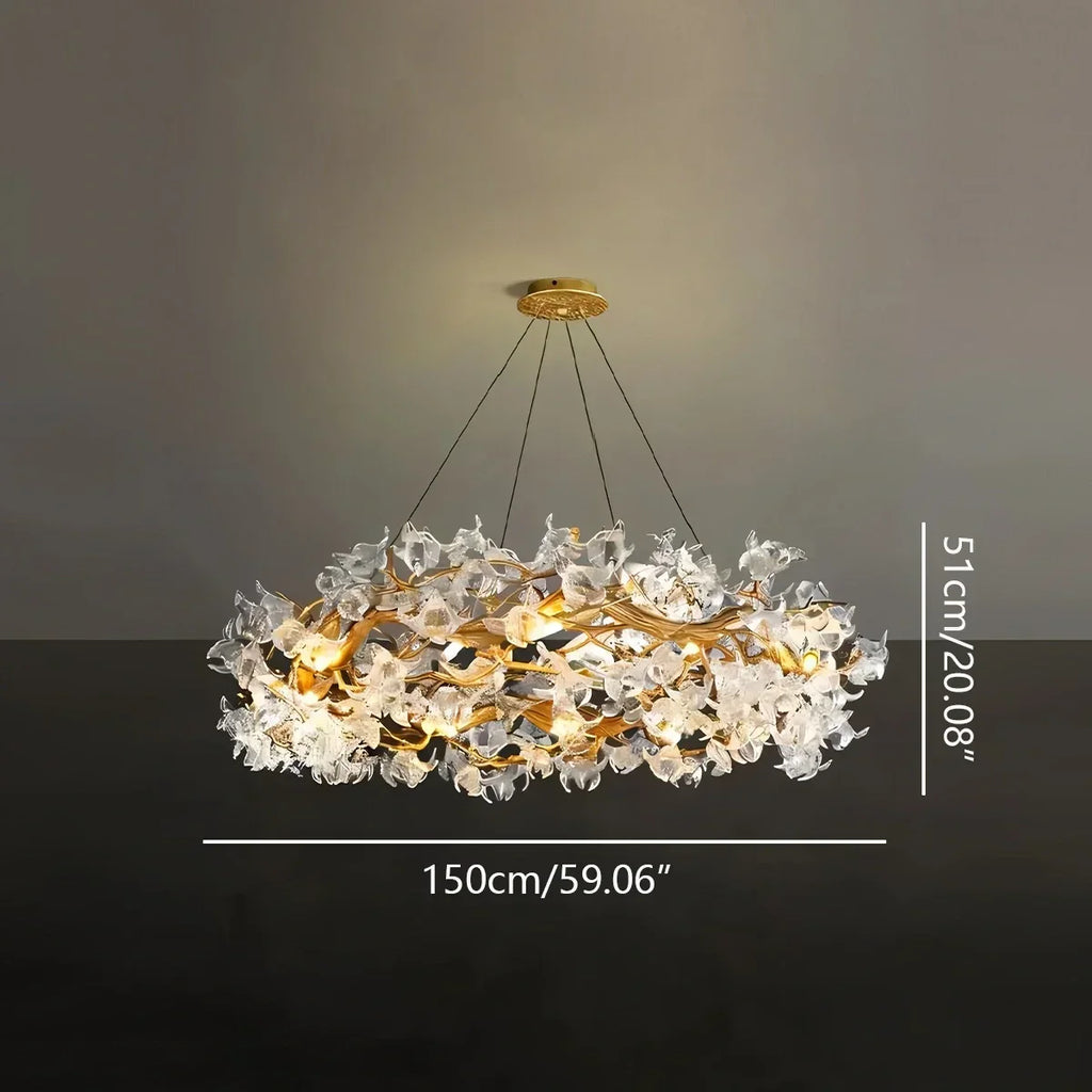 Petala Crystal Round Chandelier for Living Room | Desfino