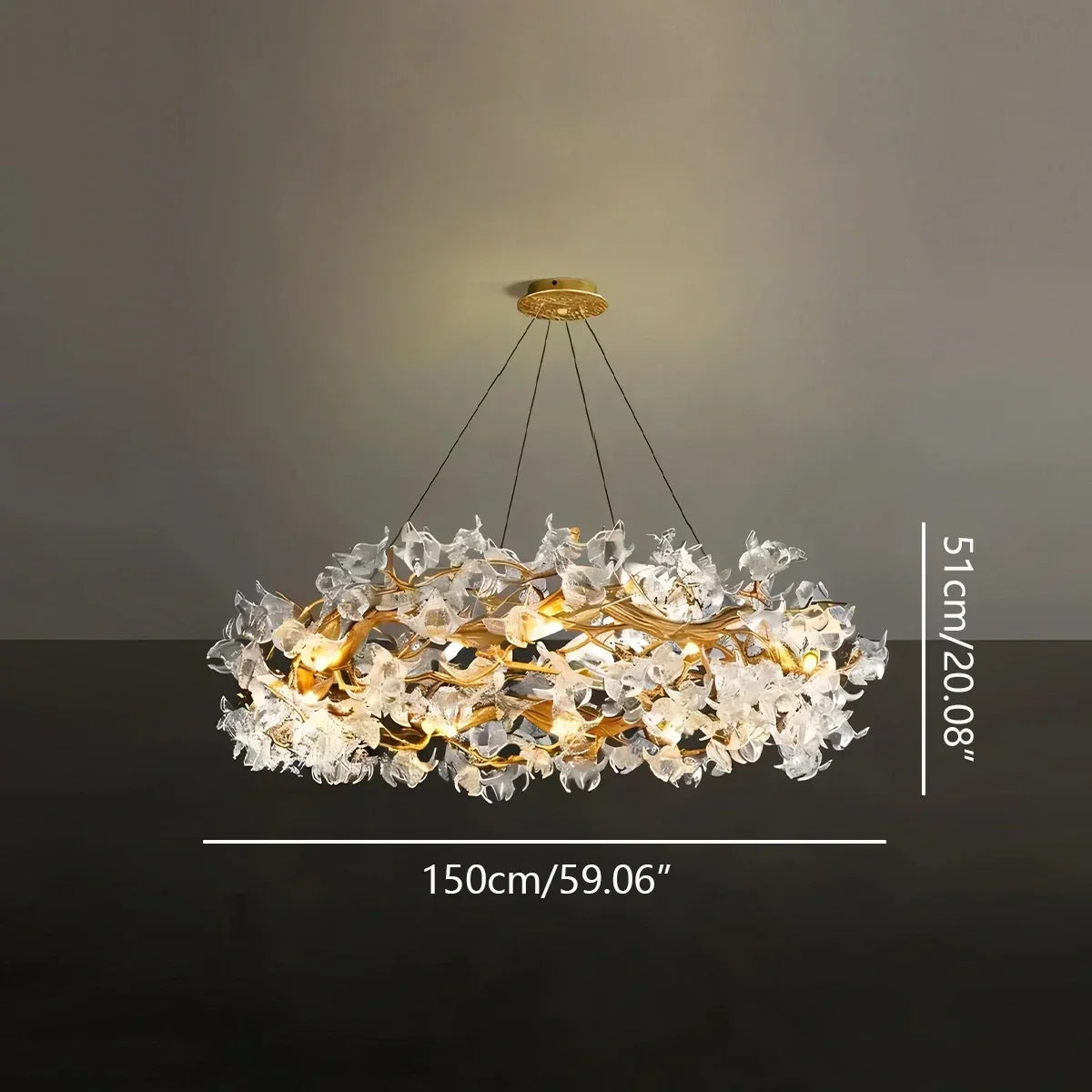 Petala Crystal Round Chandelier for Living Room | Desfino