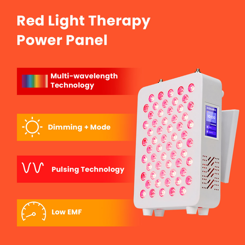 NovaPulse Tabletop Red Light Panel — Touchscreen, Pulsing & Dimming - Desfino
