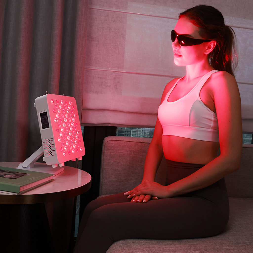 NovaPulse Tabletop Red Light Panel — Touchscreen, Pulsing & Dimming - Desfino