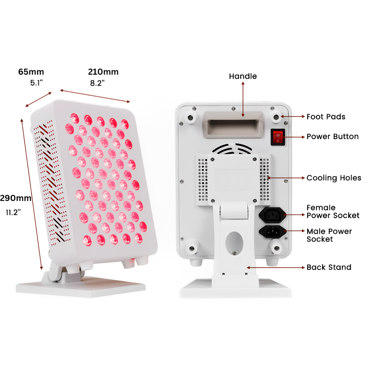 NovaPulse Tabletop Red Light Panel — Touchscreen, Pulsing & Dimming - Desfino