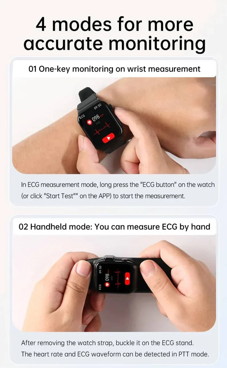 Montre connectée VitalTrack — Écran HD de 1.83 pouces, suivi de l’ECG et de la glycémie - Desfino