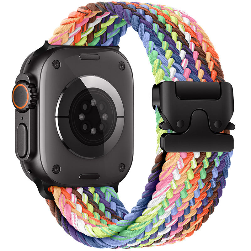 Flätad nylonrem för Apple Watch — fallskärmsspänne, passar handleder på 5–9.5 tum - Desfino
