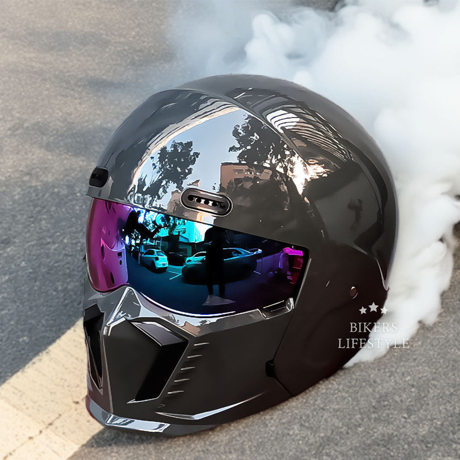 Capacete de motociclista retro tipo piloto DOT ECE — forro leve e confortável - Desfino