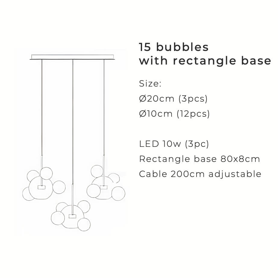 Nordic Snowball skleněný lustr — matně bílé/průhledné koule, teplé/bílé světlo - Desfino