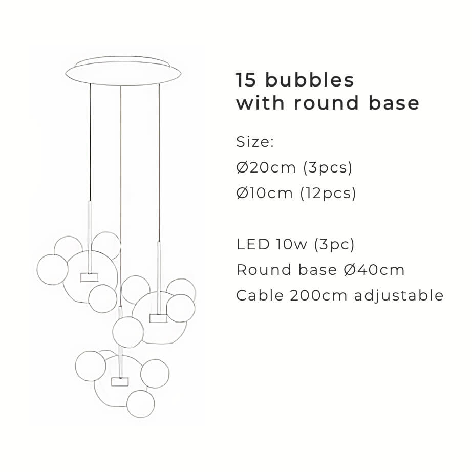 Nordic Snowball skleněný lustr — matně bílé/průhledné koule, teplé/bílé světlo - Desfino