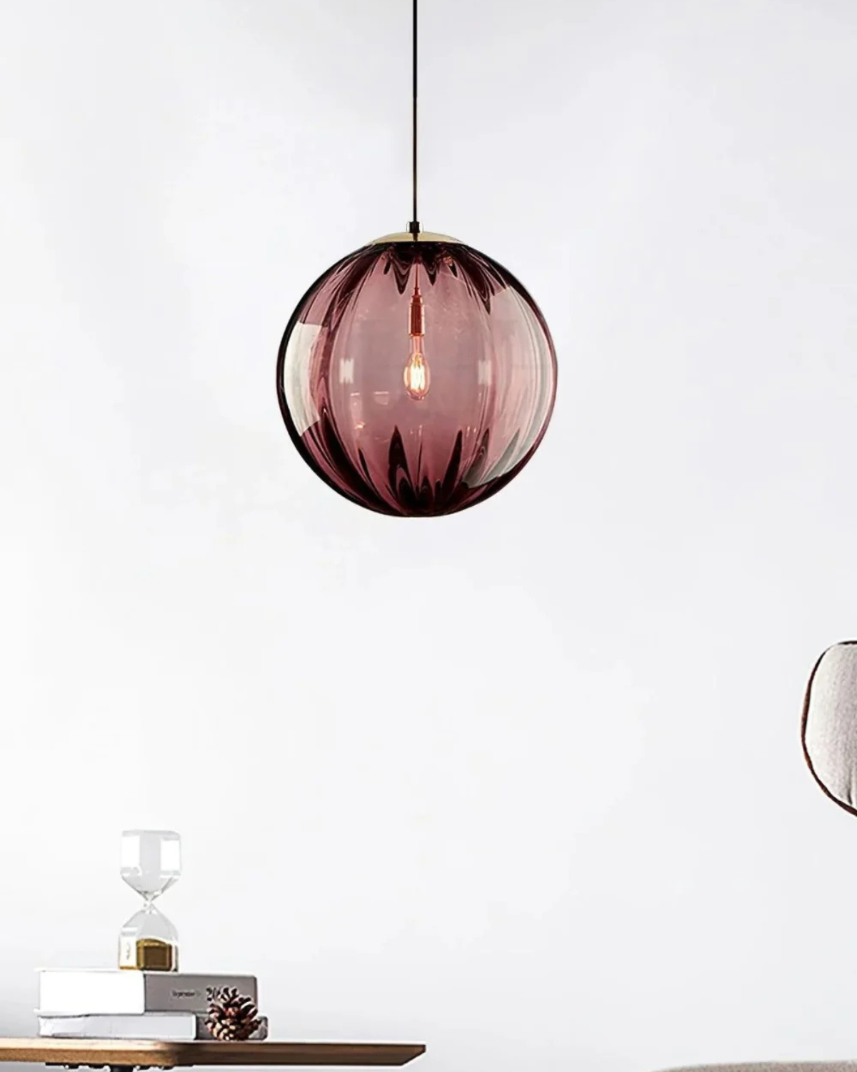 VeraLux pendellampe i ravfarvet glas — Vintage 3000K varm hvid glød - Desfino