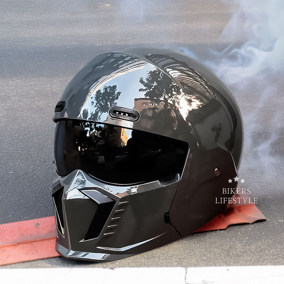 Capacete de motociclista retro tipo piloto DOT ECE — forro leve e confortável - Desfino