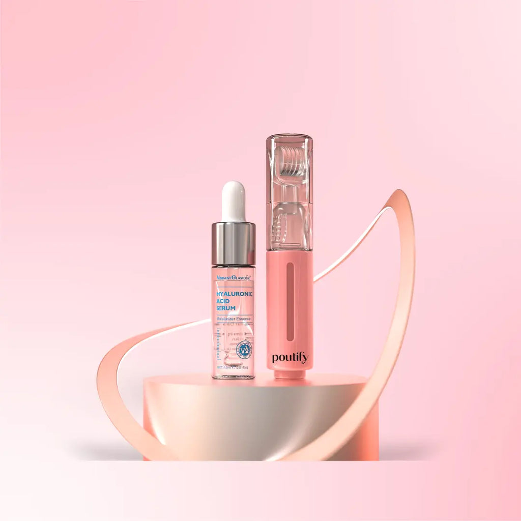 Kit Poutify com rolo de microagulhamento labial de 0.5 mm e sérum hidratante - Desfino