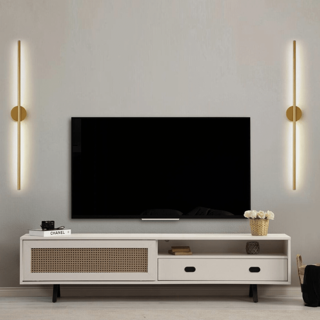 Guldbelagt rørformet LED-væglampe — minimalistisk arkitektonisk belysning - Desfino