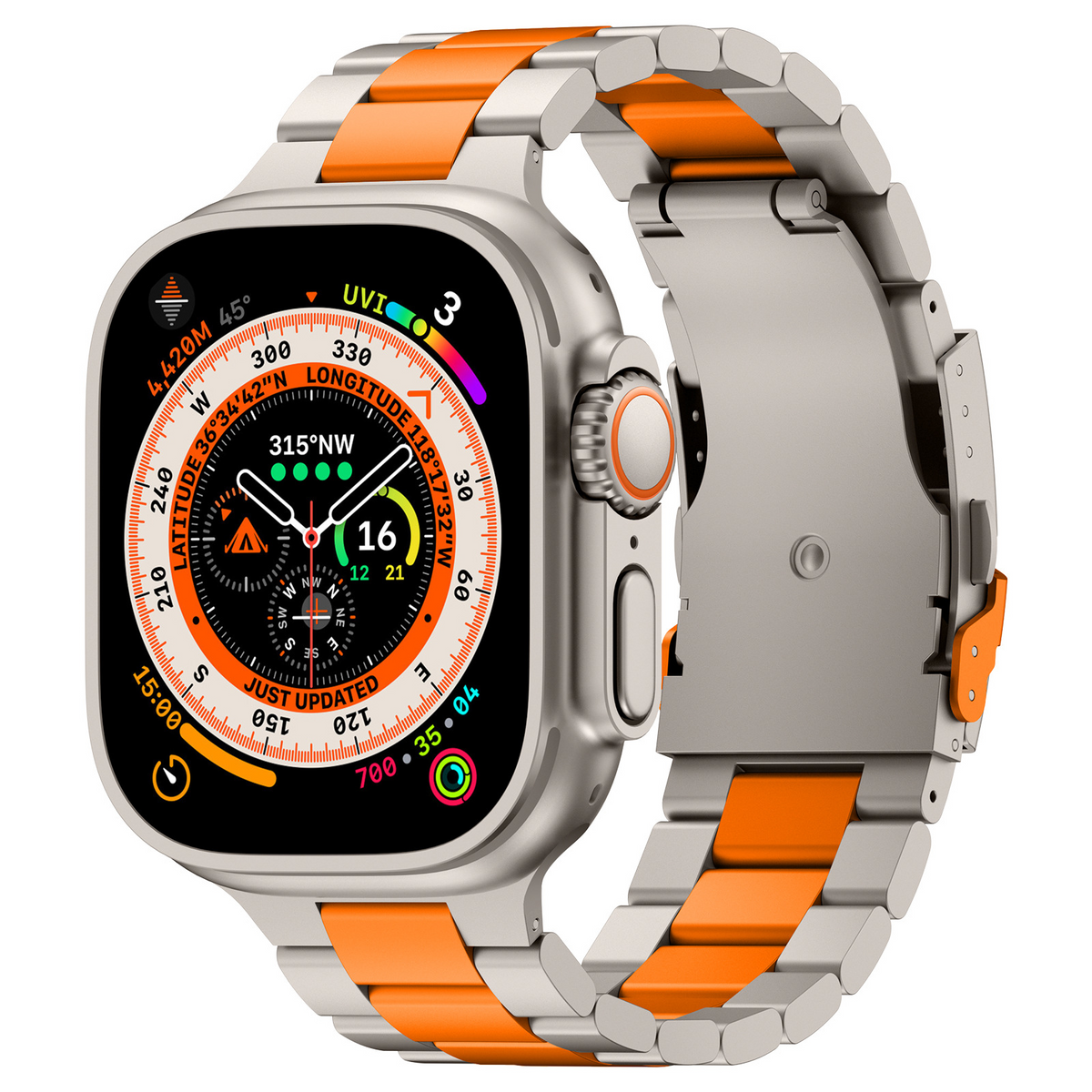 Kestrelin titaaninen Apple Watch -ranneke — 140–230 mm, taittuva turvalukko - Desfino