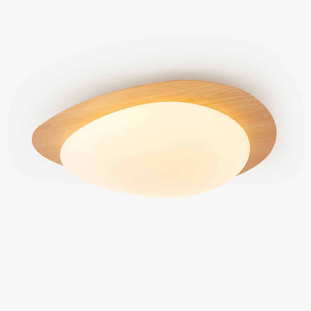 NexaRipple loftslampe i valnød med småstensdesign — varmt, blødt skær - Desfino