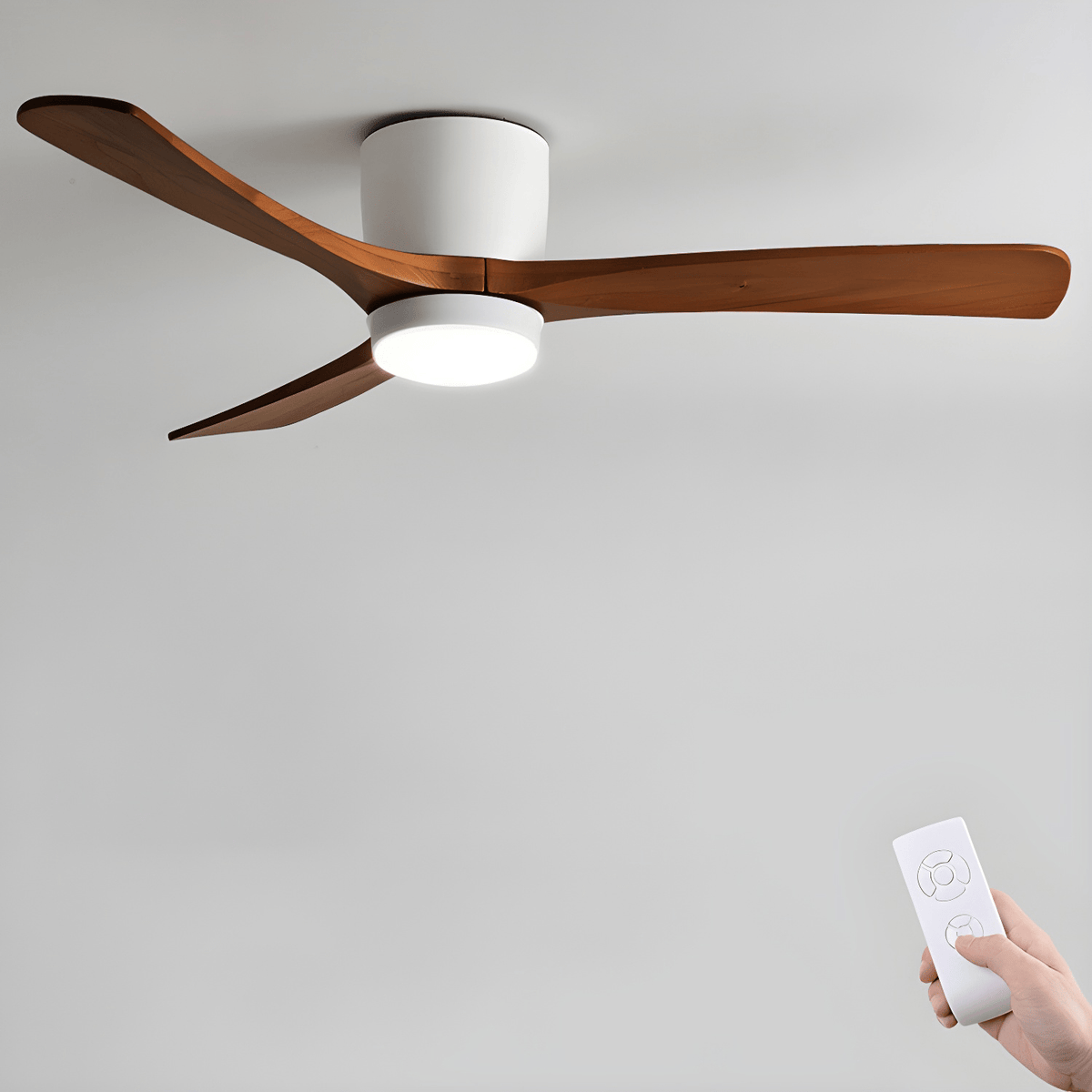 Ventilator de tavan din lemn, în stil nordic, Lykke — LED integrat de 42/48In - Desfino