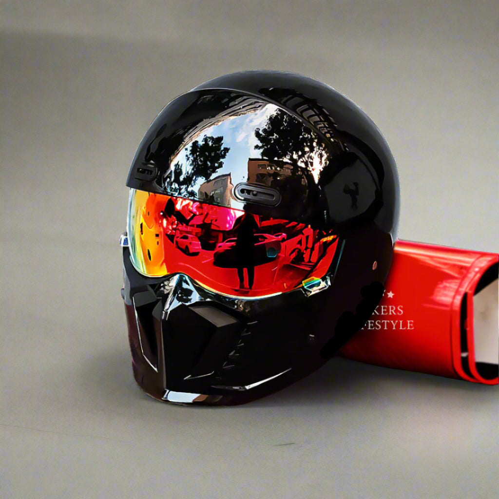 Capacete de Motociclista Retro com Viseira Transparente Antiembaciamento - Desfino