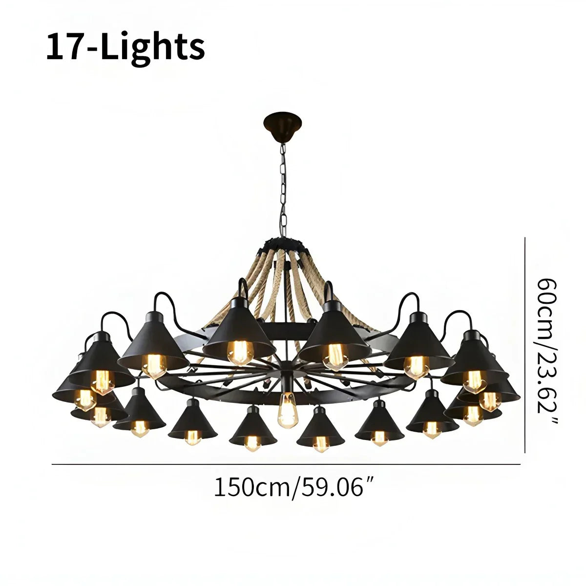 Vintage Industrial Rope Chandelier for Dining Area | Desfino