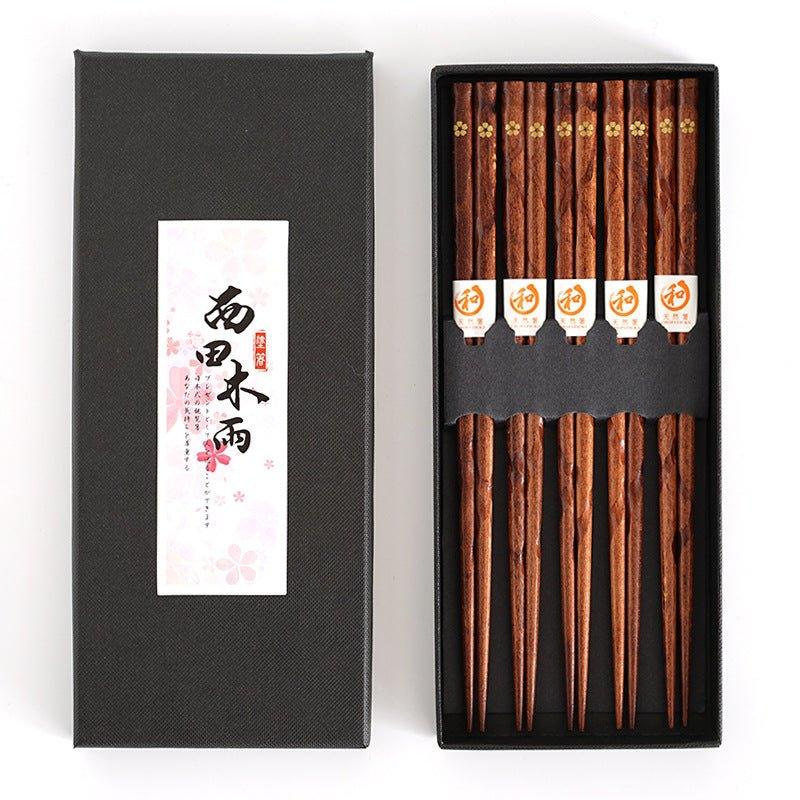 Miyabi Golden Sakura-sett med spisepinner i tre — japanskinspirert design - Desfino