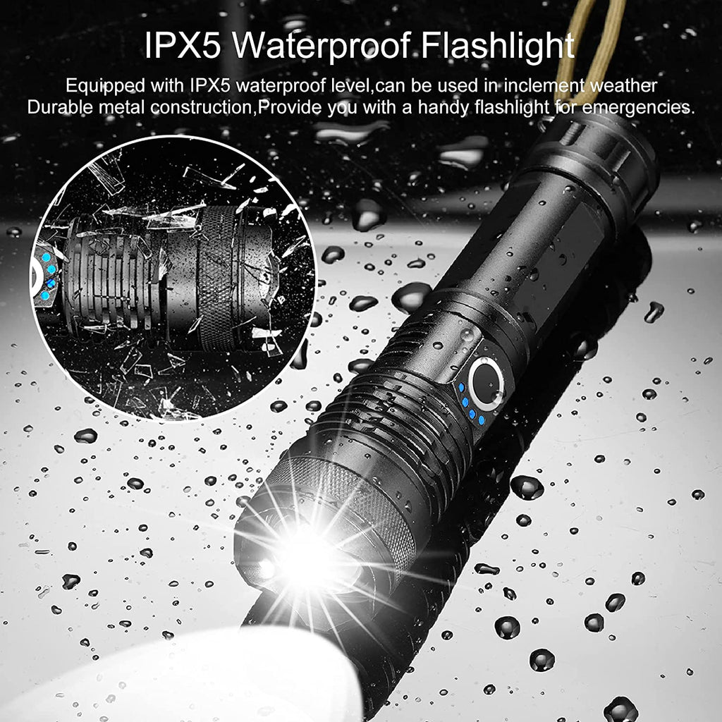 Lampe torche tactique LED rechargeable Arco de 90000lm — faisceau réglable - Desfino