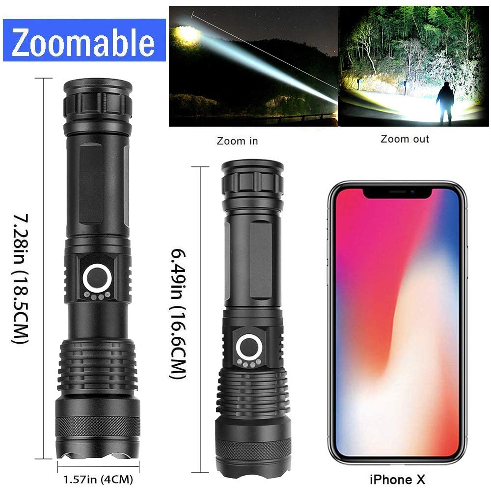 Lampe torche tactique LED rechargeable Arco de 90000lm — faisceau réglable - Desfino