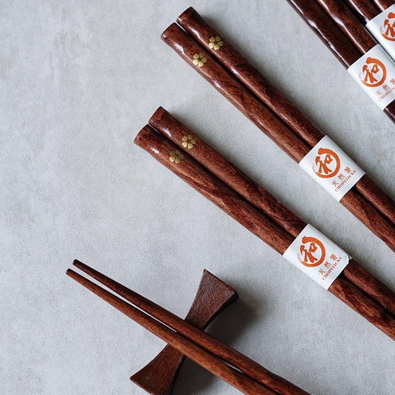 Miyabi Golden Sakura-sett med spisepinner i tre — japanskinspirert design - Desfino