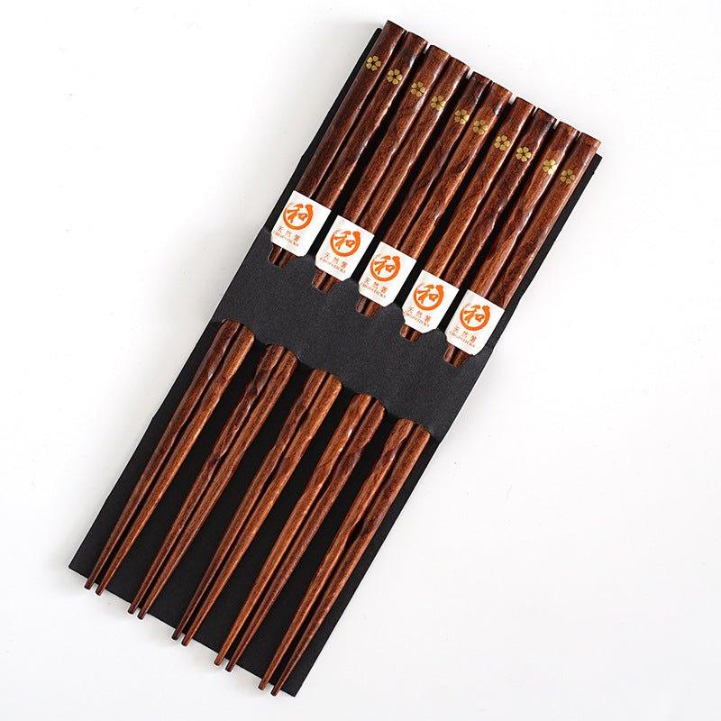 Miyabi Golden Sakura-sett med spisepinner i tre — japanskinspirert design - Desfino