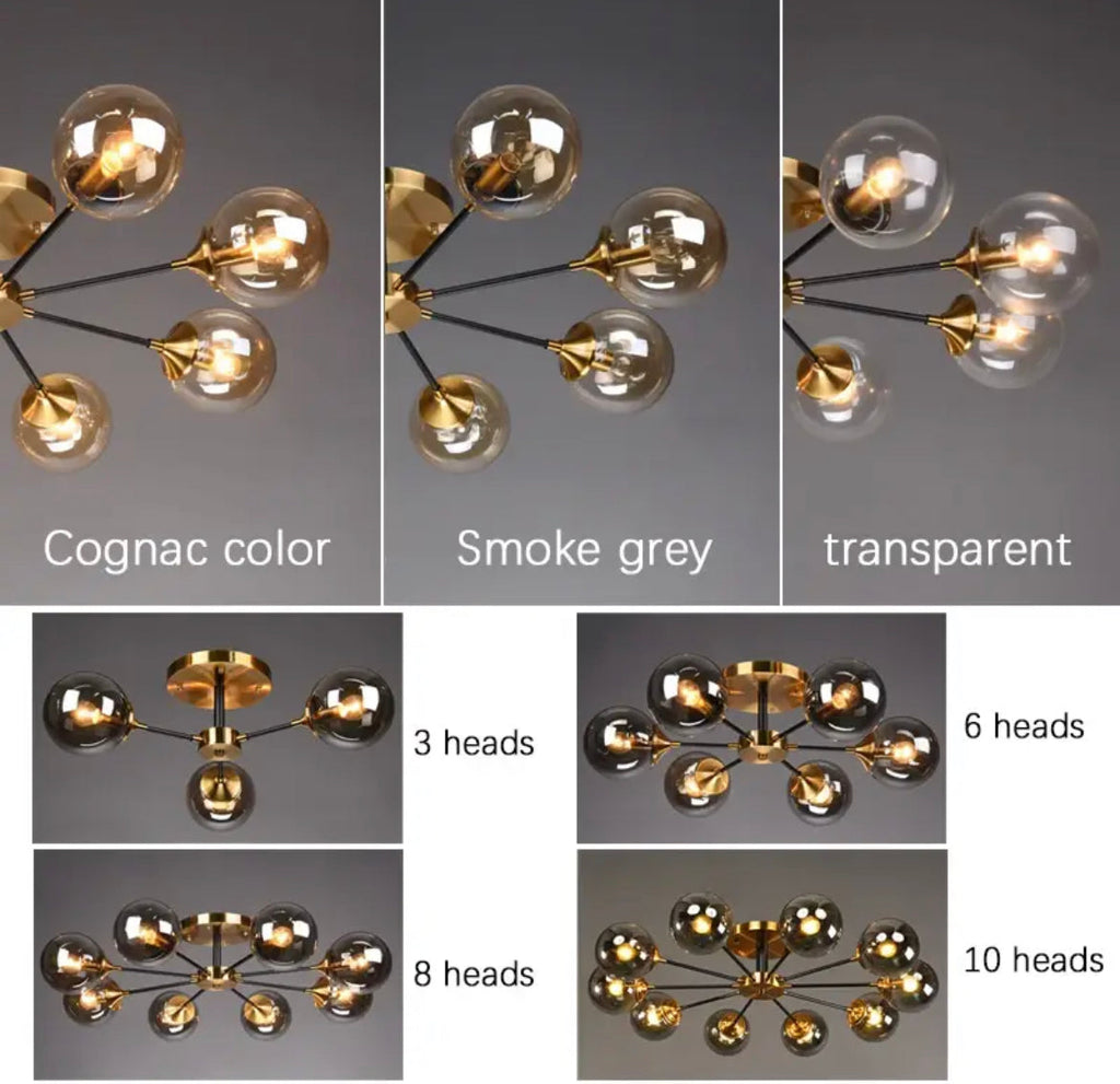 8-Light Glass Globe Chandelier in Jade