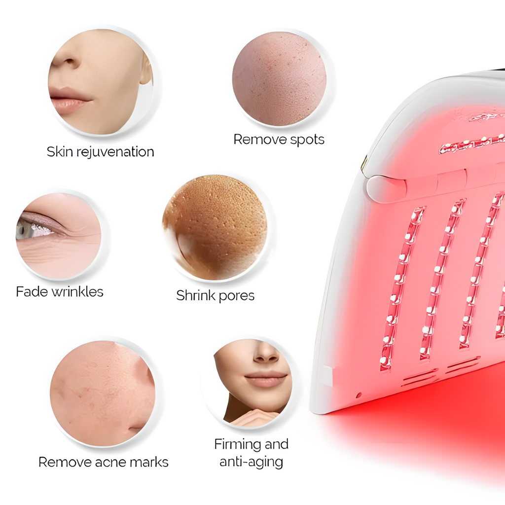 LunaGlow 7-Color PDT LED Facial Therapy Device, 112 SMD LEDs, 180° - Desfino