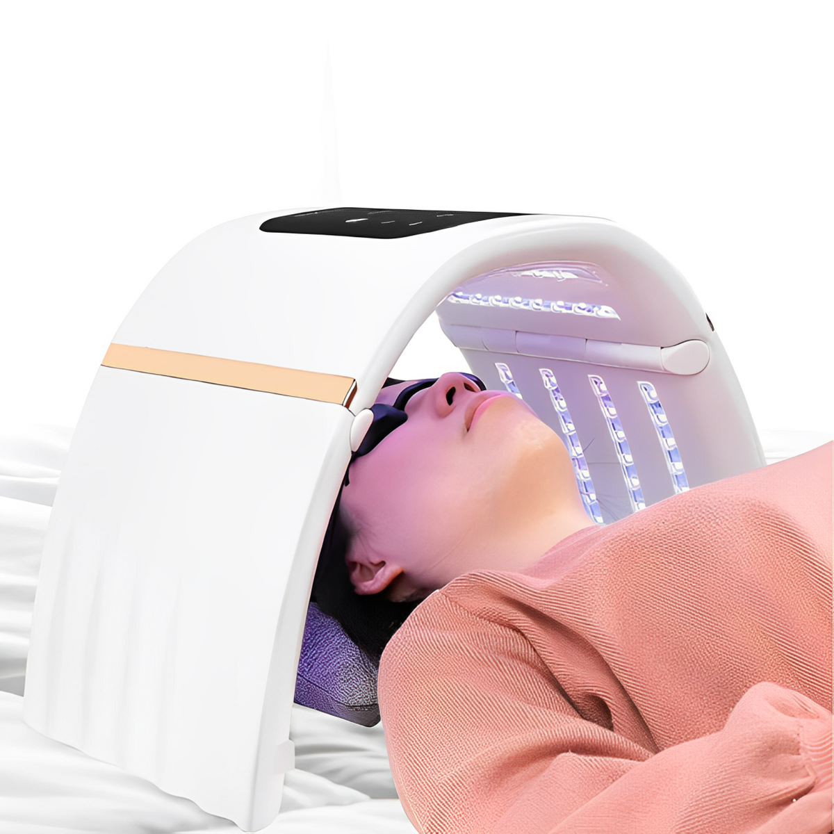 LunaGlow 7-Color PDT LED Facial Therapy Device, 112 SMD LEDs, 180° - Desfino