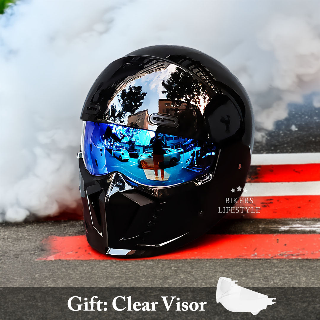 Capacete de Motociclista Retro com Viseira Transparente Antiembaciamento - Desfino