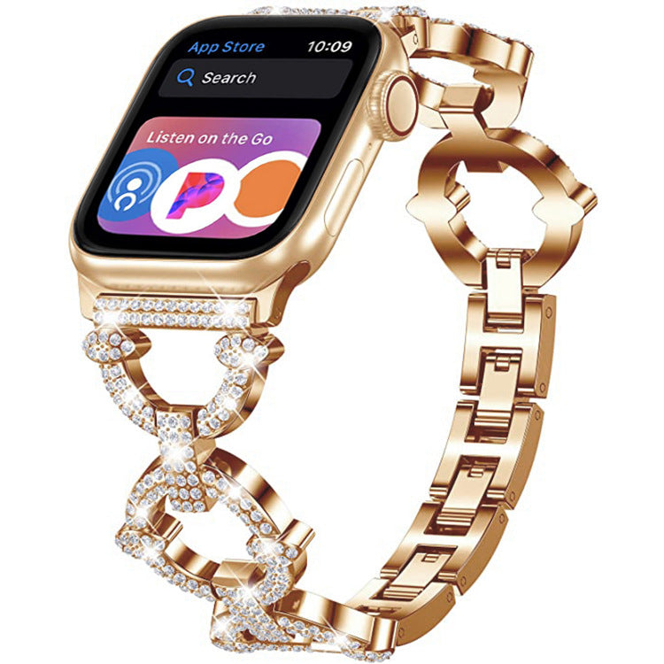 Bracelete de elos brilhante com diamantes, estilo joia, para smartwatches - Desfino