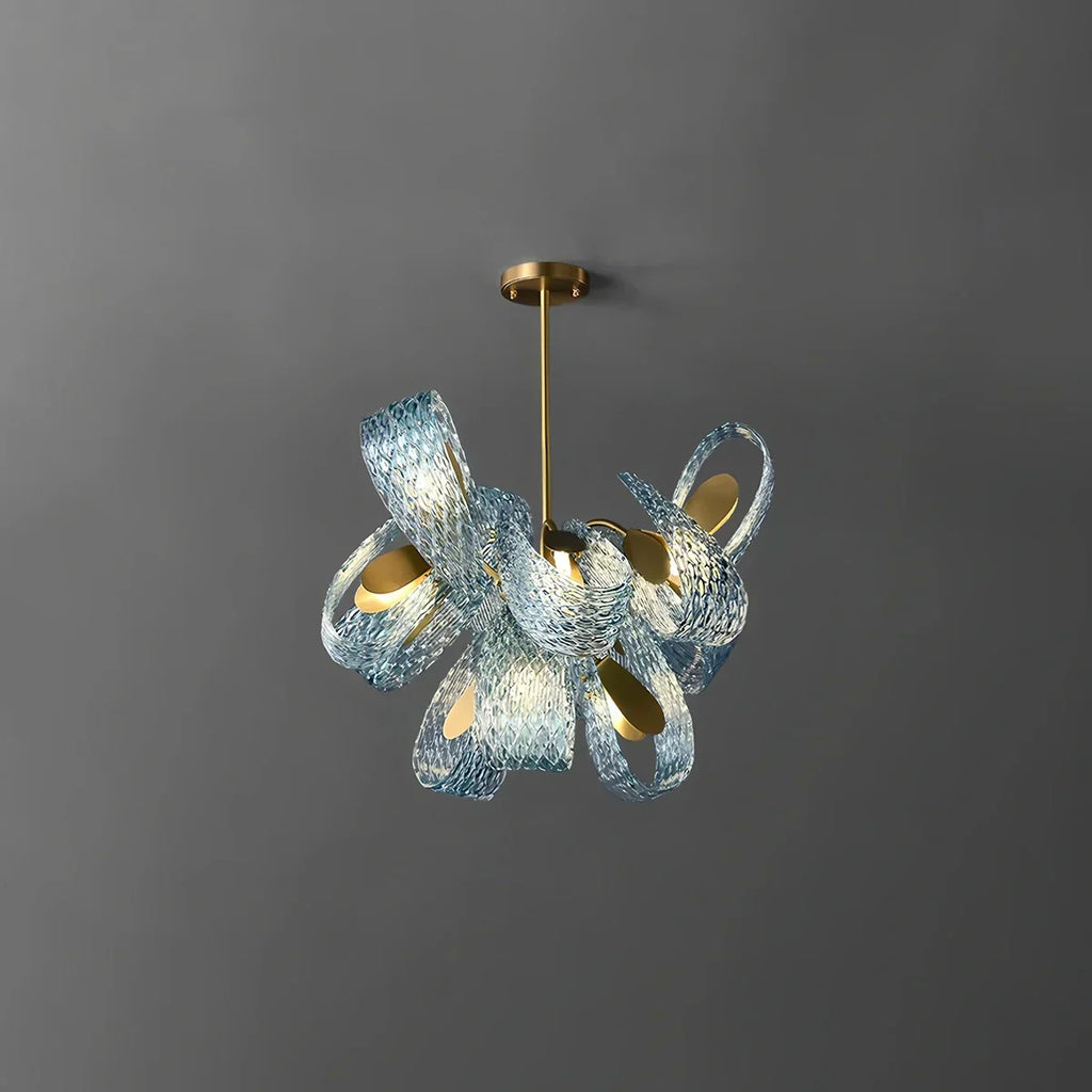 Peacock Blue Art Glass Chandelier for Dining Room | Desfino