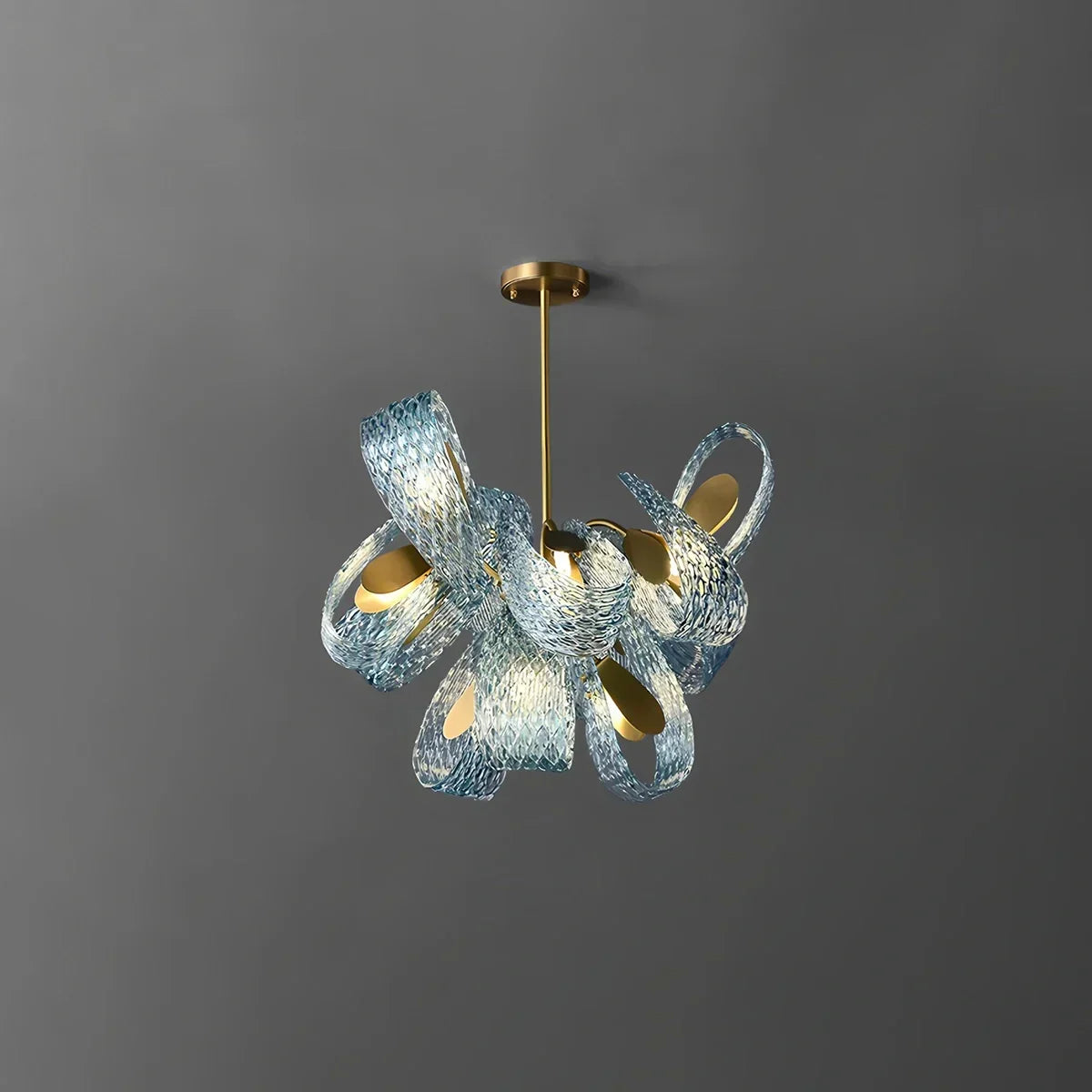Peacock Blue Art Glass Chandelier for Dining Room | Desfino