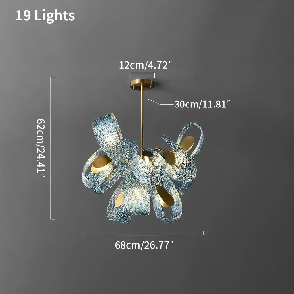 Peacock Blue Art Glass Chandelier for Dining Room | Desfino