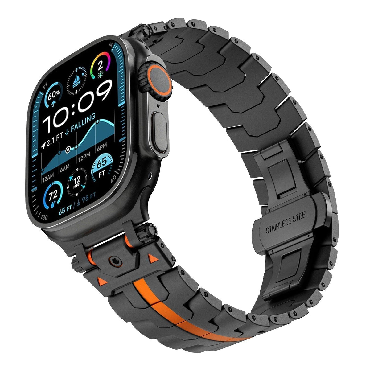 Bracelete metálico AurumForge para Apple Watch — Fecho de borboleta, 130–220 mm - Desfino