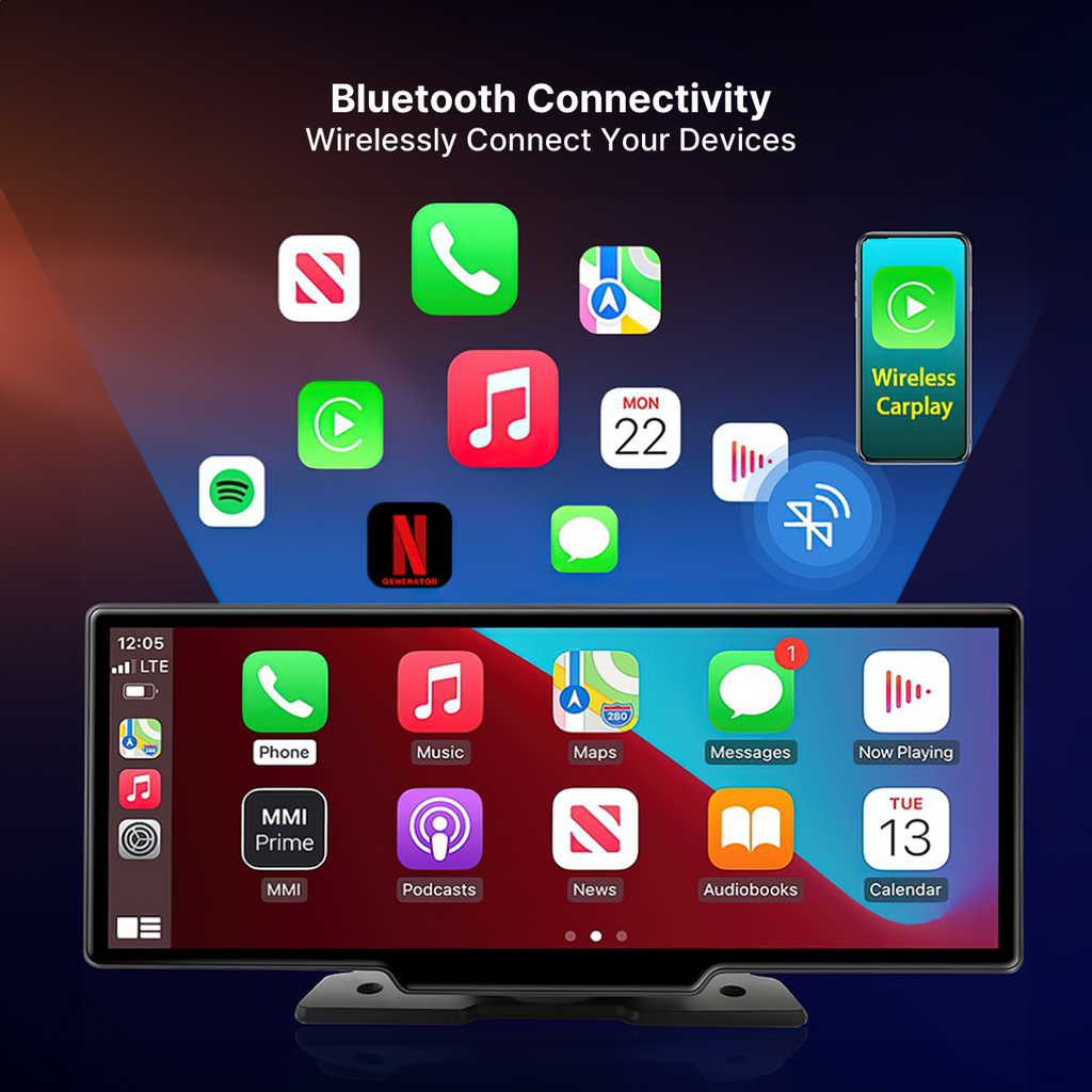 צג מגע Orion בגודל 10.26" עם CarPlay אלחוטי ו-Android Auto | Desfino