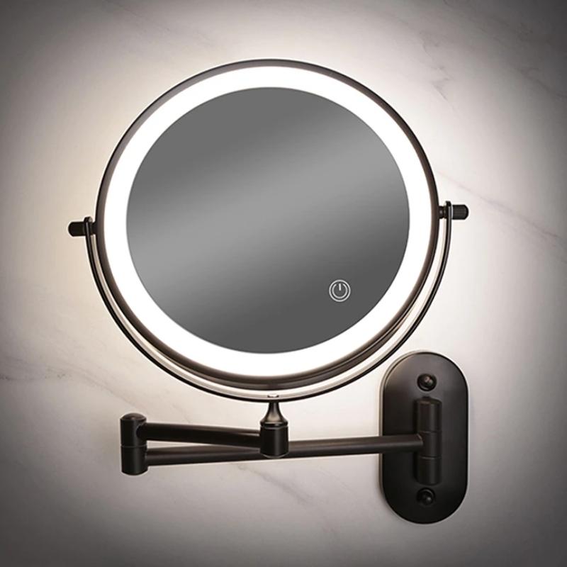 Specchio ingranditore LED ricaricabile nero — Design da parete - Desfino