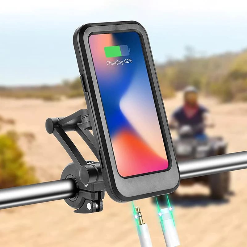 Uchwyt na telefon na kierownicę AquaRide — wodoodporny, powerbank 5000 mAh - Desfino