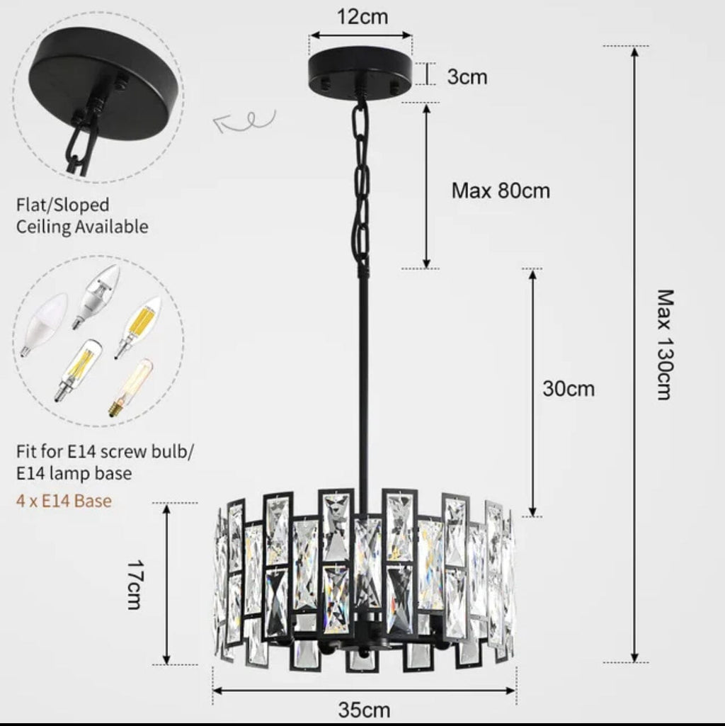 Celestia Crystal Pendant Light — Stainless Steel LED Fixture - Desfino