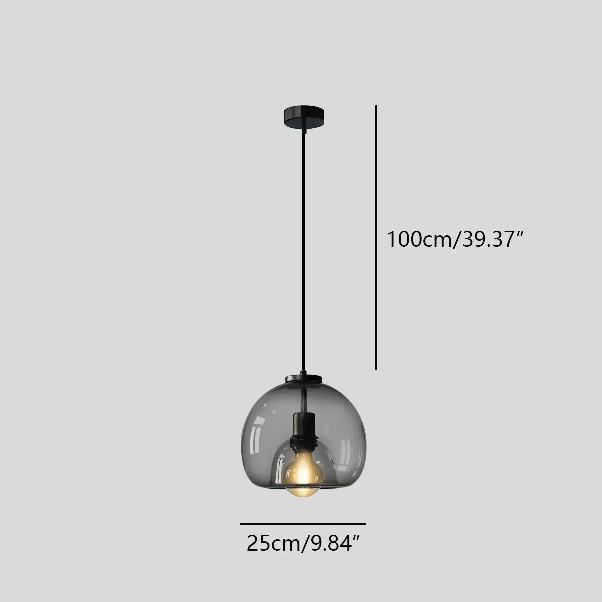 Smoky Grey Glass Pendant Light | Desfino