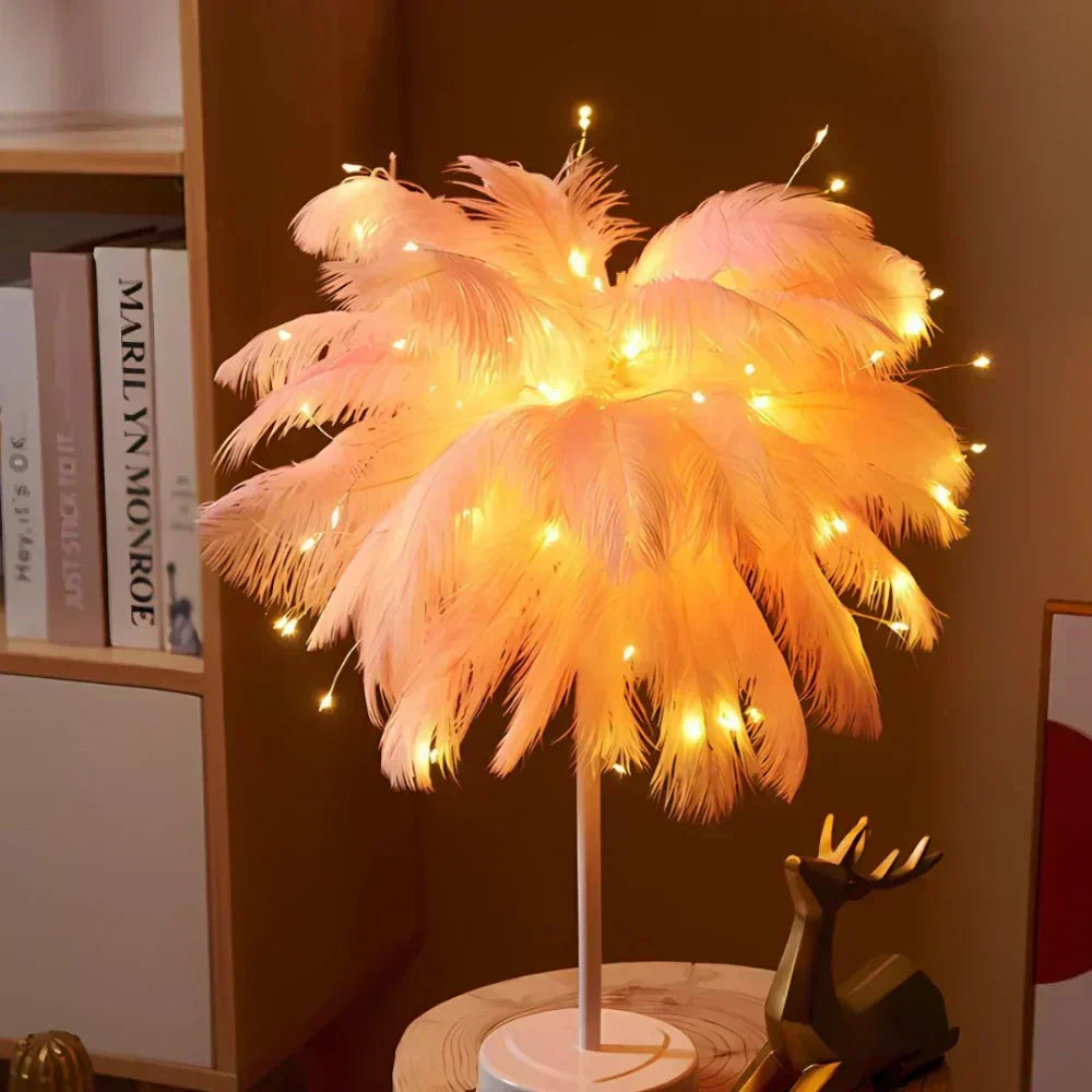 Lampă cu efect de strălucire FeatherLuxe — lumină ambientală blândă, inspirată de pene - Desfino