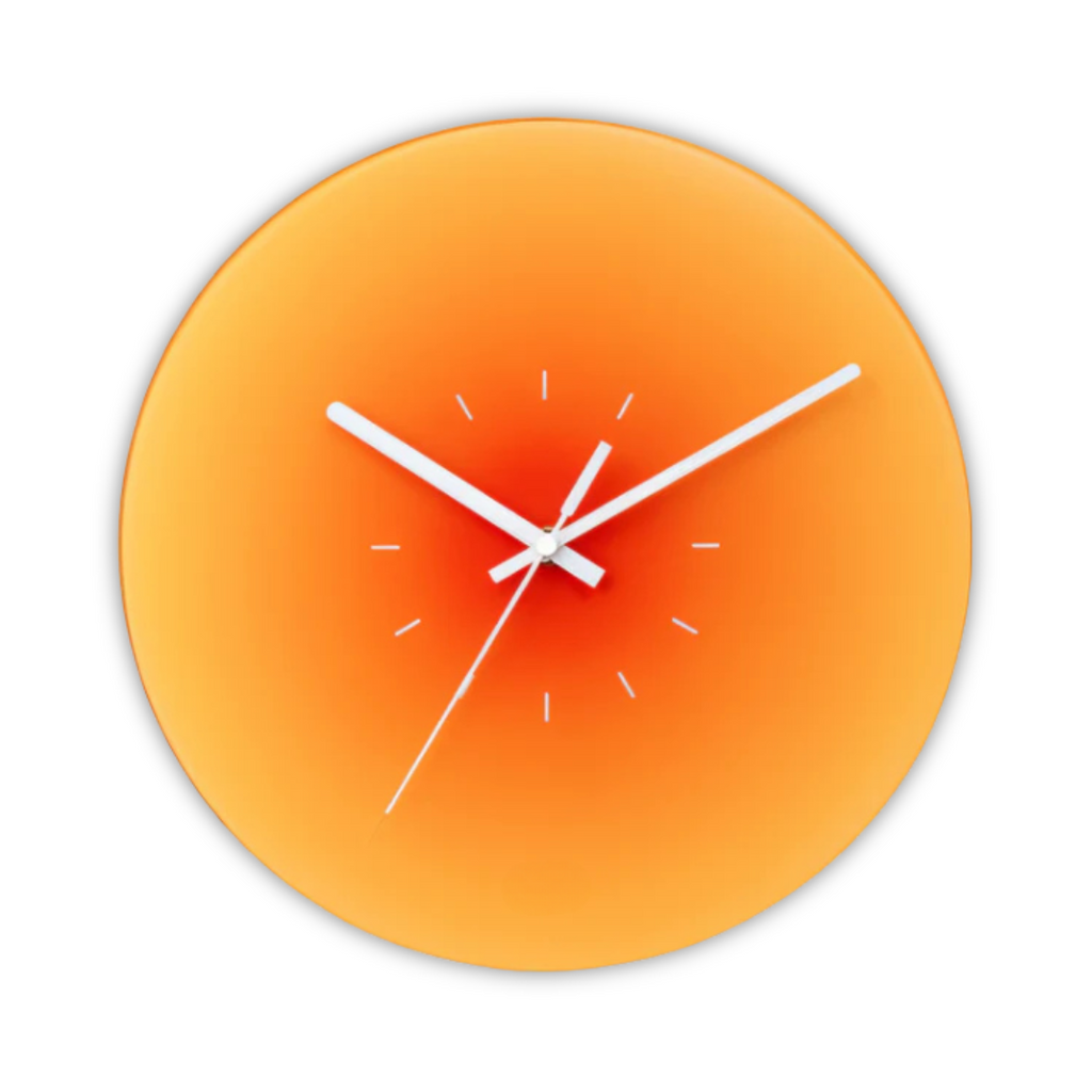 Ceas de perete din sticlă Lumeo Astra Sunset, 30 cm — Mecanism quartz silențios - Desfino
