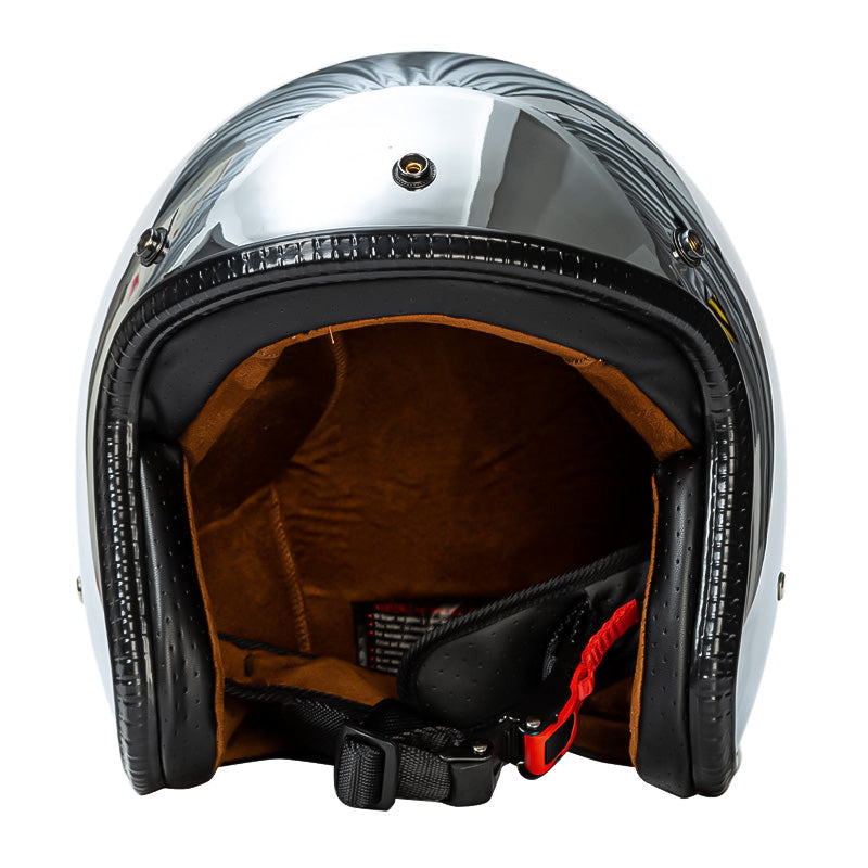 Casque rétro 3/4 argenté NovaRidge — Certifié DOT et ECE - Desfino