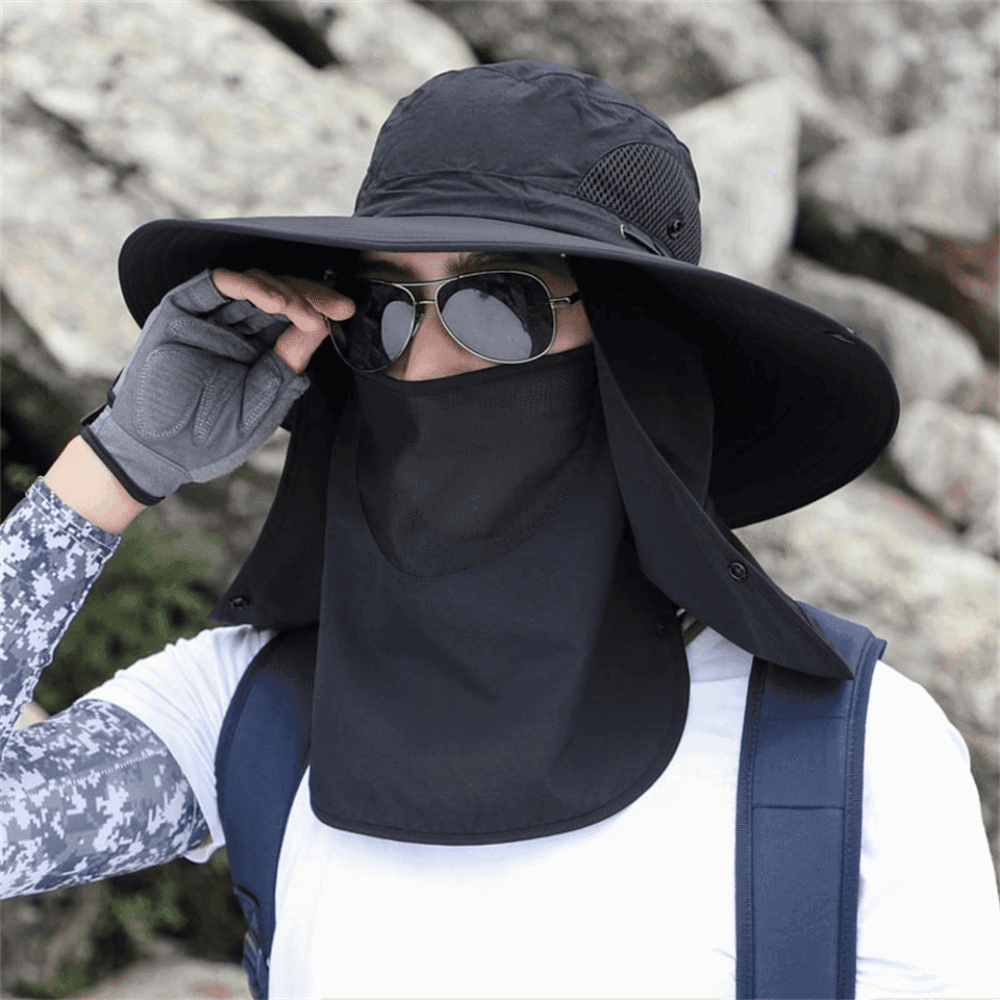 Sonnenhut mit breiter Krempe, 12 cm Krempenbreite - atmungsaktiver Sonnenschutz aus Mesh - Desfino