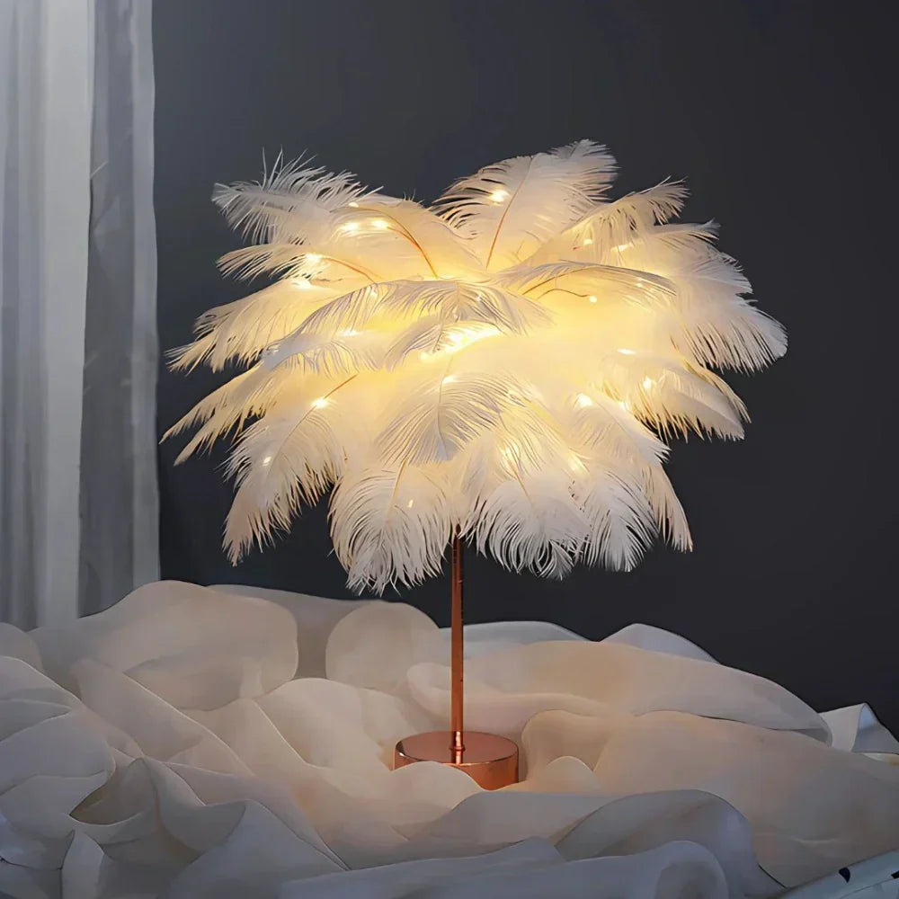 Lampă cu efect de strălucire FeatherLuxe — lumină ambientală blândă, inspirată de pene - Desfino