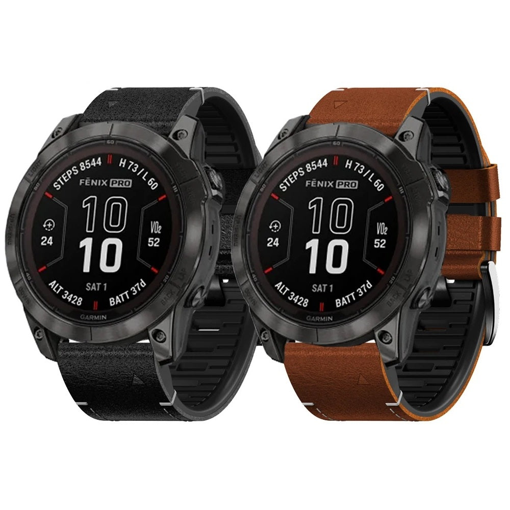 רצועת TPU ועור של Arion ל-Garmin Fenix 8, 7X, 6X Pro - Desfino