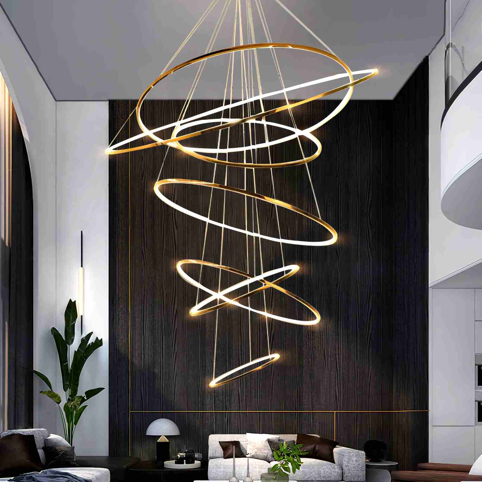 Large Tiered Ring Foyer Chandelier | Desfino